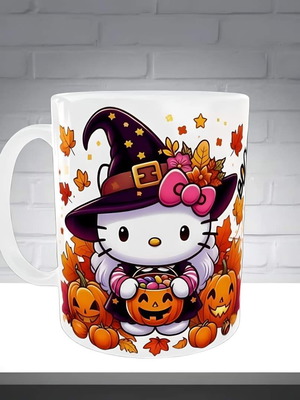 Κεραμική λευκή κούπα 11oz-Hello Kitty Halloween