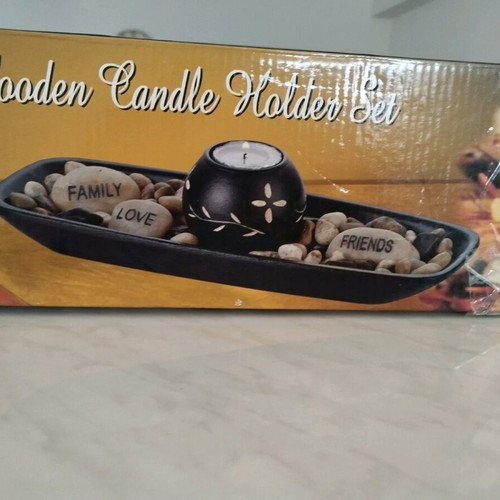 Decorative tealight holder like new with pebbles