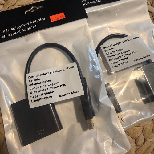 DisplayPort to HDMI adapter new, 15 cm cable, Full HD 1080p