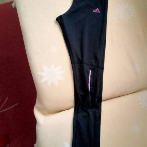 Adidas Lycra sports leggings black with pink details, size M