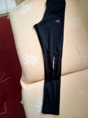 Adidas Lycra sports leggings black with pink details, size M