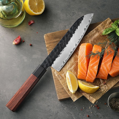 PM8 Santoku 7 Inch Japanese Style Chef Knife 3 Layers Damascus new
