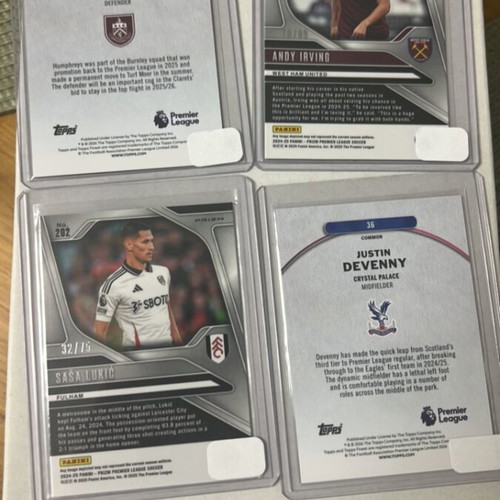 Premier League numbered football cards bundle, Topps and Panini