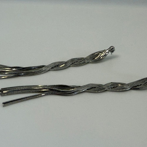 Long silver tassel earrings like new