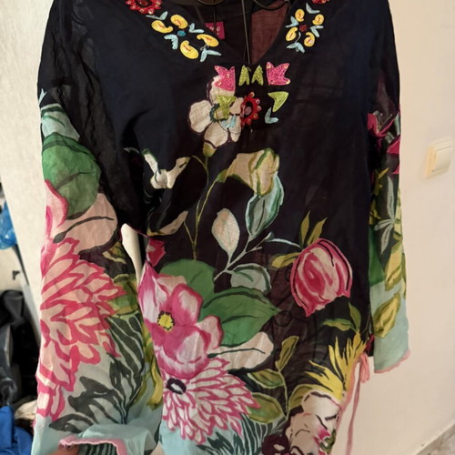 Floral Printed Blouse Tunic with Embroidery