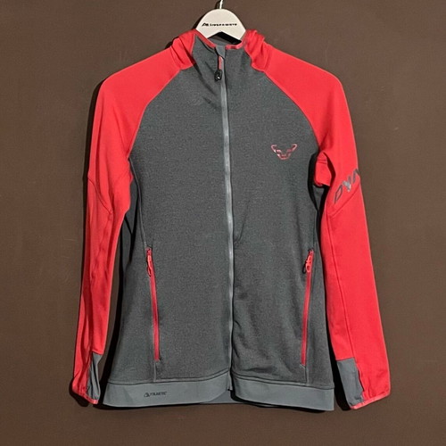 Dynafit zip hoodie polartec women’s used, size L, gray/red