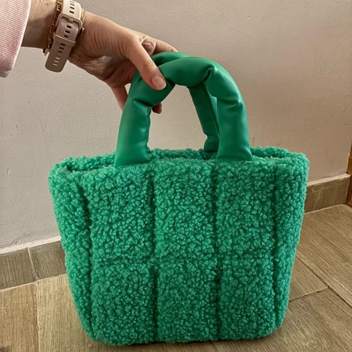 Topshop green bouclé textured handbag like new