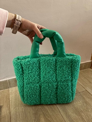 Topshop green bouclé textured handbag like new