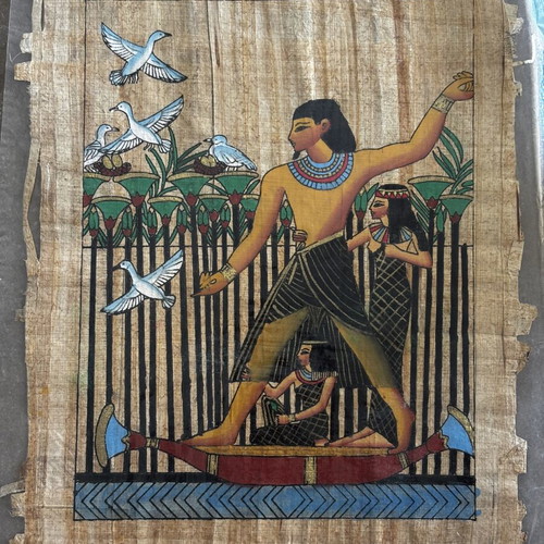 Vintage Egyptian Handmade Papyrus with Certificate 40×30 cm
