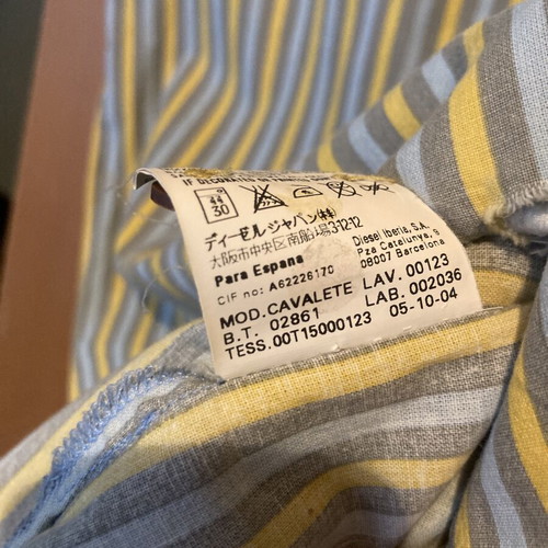 Diesel Y2K striped short-sleeve shirt used, size M, yellow and turquoise