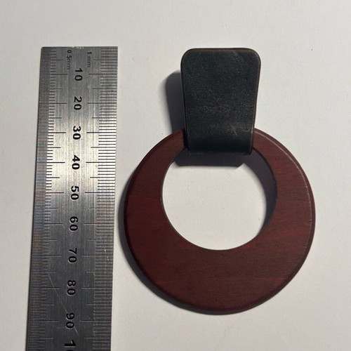 Handmade wood and leather statement mono-earring like new