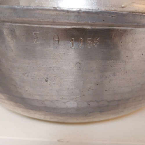 Antique copper pot used, engraved year 1956, collectible