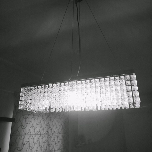 Crystal bar ceiling light like new with adjustable height