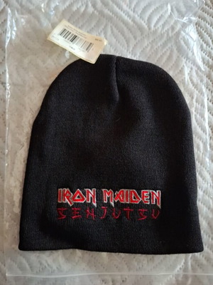 Iron Maiden licensed winter hat with embroidered logo, black