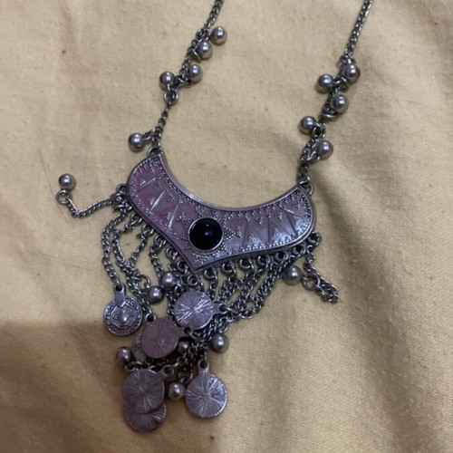 Vintage silver necklace long 2000s style