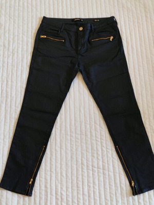 Zara Black Waxed Pants Like New, Cigarette Fit