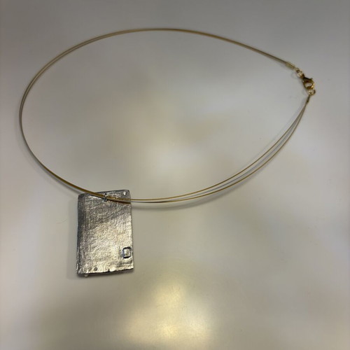 Pendant 925 silver geometric embossed with gold plating new