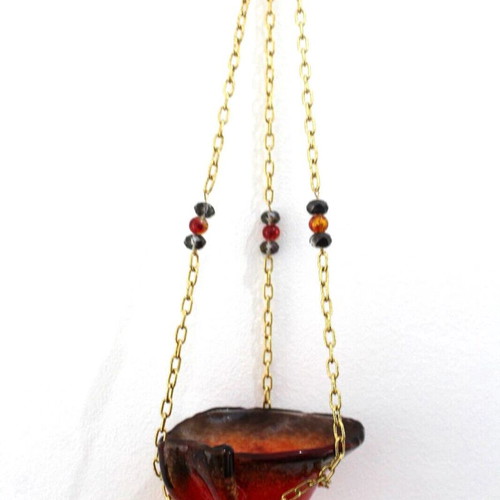 Orthodox Catholic glass hanging lamp handmade with chain new