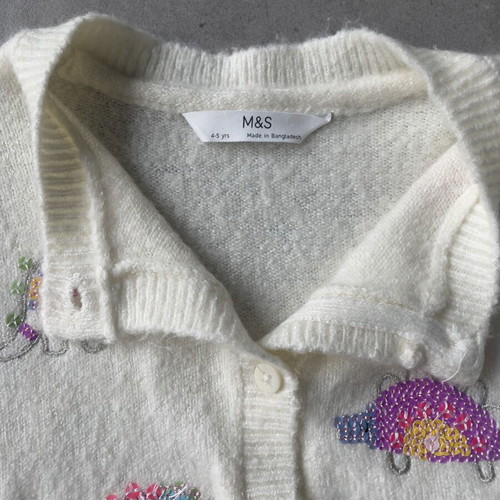 Girls' cardigan Marks & Spencer like new, size 110, white with sequins