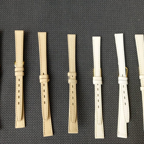 Set of 7 leather watch straps, size 10, white and beige, new