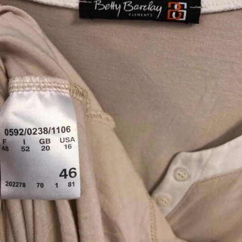 Betty Barclay elastic cotton blouse 3/4 sleeves like new, white beige