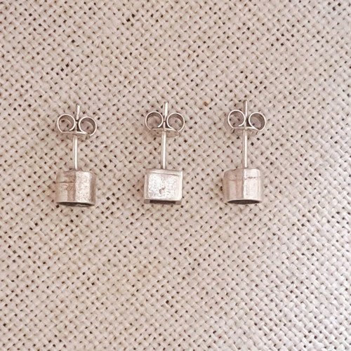 Handmade silver stud earrings 925, set of 3, geometry design, like new