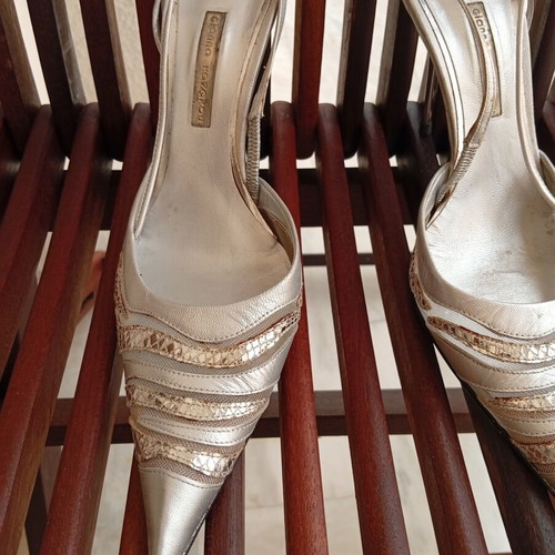 Gianna Kazakou leather heels size 41 silver like new