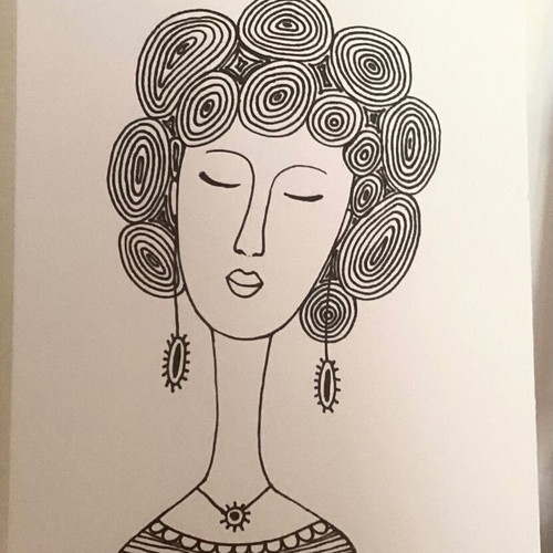 Woman Hand-Drawn Sketch on Acid Free Watercolor Paper 14.1x21cm New