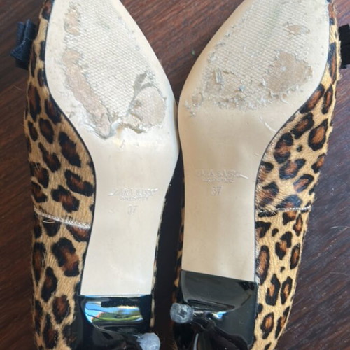 Zara animal print pony skin kitten heel pumps size 37 used