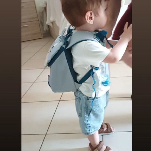 Lupilu Kids Backpack with Donkey Design like new, gray and blue
