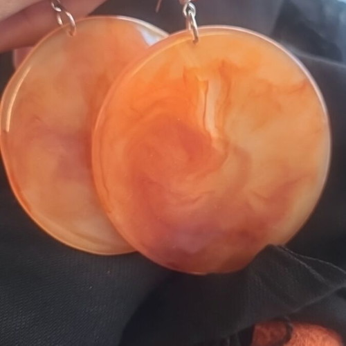 Vintage large hanging earrings Aigner orange like new
