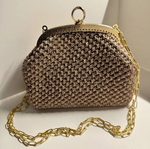 Χειροποίητη πλεκτή τσάντα crochet, Μπεζ