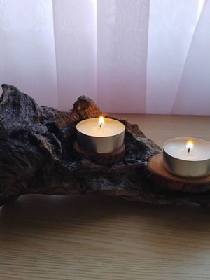 Handmade double candlestick from natural driftwood