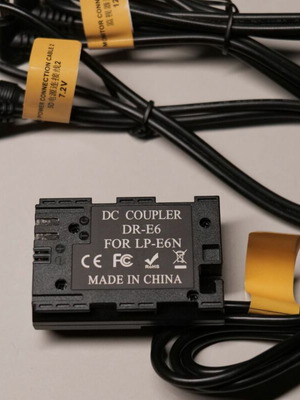 Dummy μπαταρία LP-E6 καινούργια για Canon με 2 καλώδια 7.2V και 12V