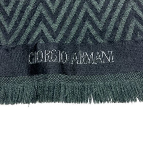 Giorgio Armani Virgin Wool Scarf Chevron Pattern like new Black Grey