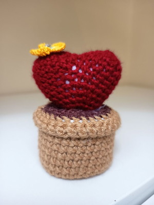 Handmade crochet decorative heart in pot made to order
