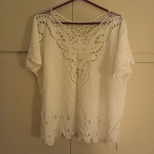 Vintage Santas White Cutout Oversized Blouse XL used