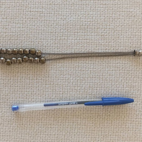 Vintage metal worry beads used with striped beads