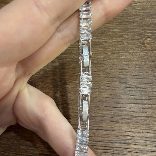 Bracelet with white zircon, new, stainless steel