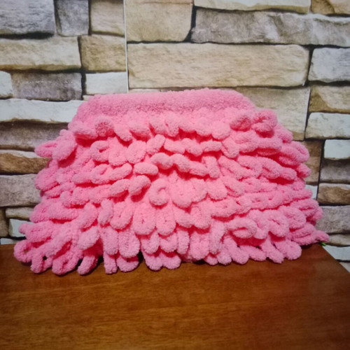 Puffy handmade handbag new, pink and blue colors