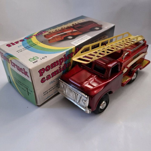 Old Chinese Tin Toy Fire Truck MF 163 like new
