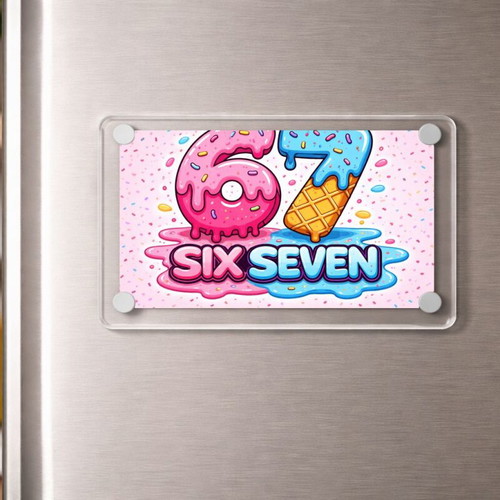 Acrylic fridge magnet Six Seven Gen Alpha meme new 9x6cm