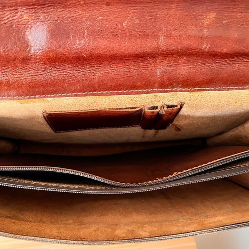 Leather Briefcase used, brown vintage style