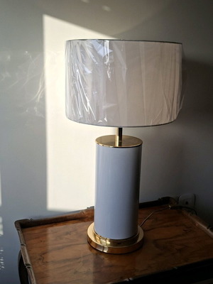 Vintage Italian Table Lamp White like new Porcelain with Brass Gilded Details