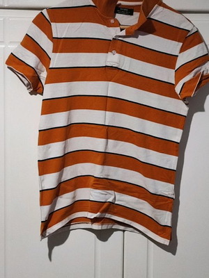 Polo shirt used, size S, orange and white striped