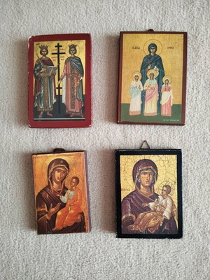 Small wooden icons like new, set of 4 pieces