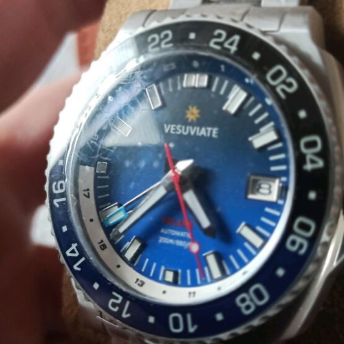 Vesuviate GMT Volare Blue men's watch new, automatic, 200m water resistant