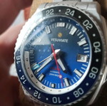 Vesuviate GMT Volare Blue men's watch new, automatic, 200m water resistant