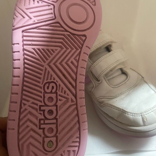 Adidas kids' sneakers size 32 used, white with pink details