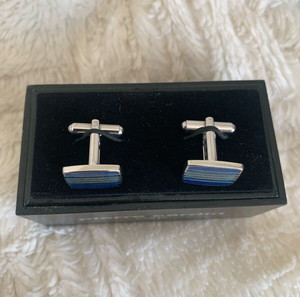 Vintage Pierre Cardin Paris Cufflinks – Elegant Blue & Silver Design